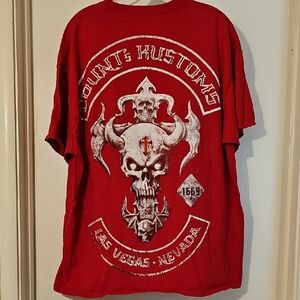 Metal Mulisha Red Short Sleeve Tee with Graphic Skull Design